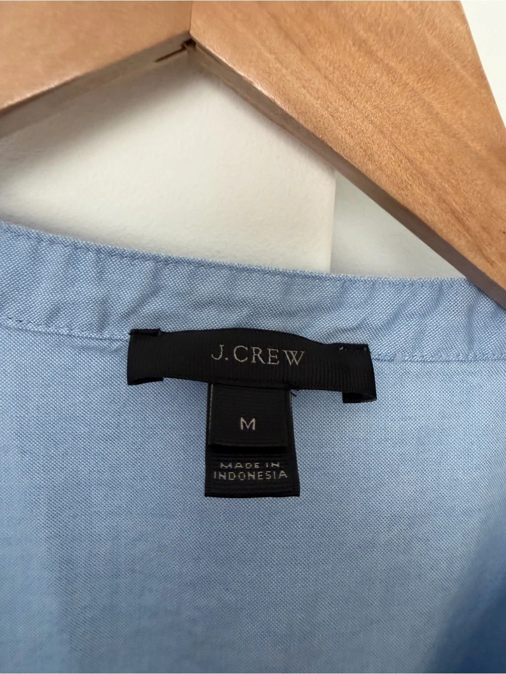 J. Crew Sarah Wrap Top Oxford Powder Blue Long Sleeve Blouse Surplice Medium